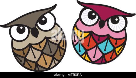 Bunte Eulen Paar Stock Vektor