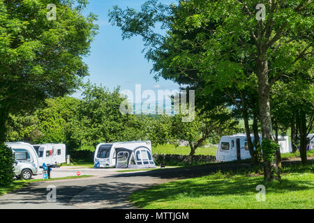 Meathop fiel Caravan Club site, Grange-over-sands, Cumbria, Großbritannien; Stockfoto