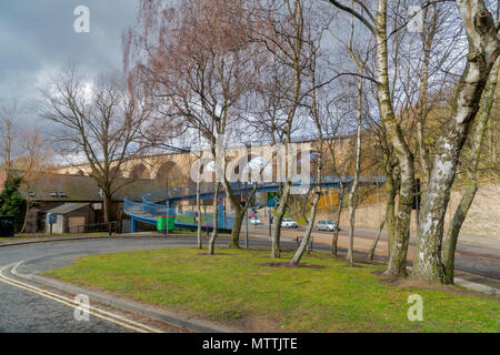 Durham, Eisenbahnviadukt, Stadtzentrum, County Durham, England, Stockfoto