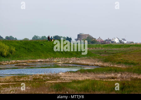 Anzeigen von Salzwasser Marsh shingle street Suffolk UK Stockfoto