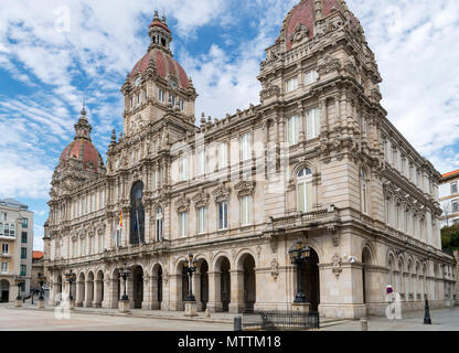 Der Palacio Municipal (Rathaus), Praza de Maria Pita, A Coruña, Galizien, Spanien Stockfoto