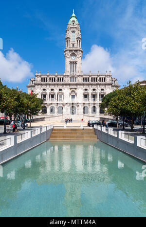 Das Rathaus, die Praça do Municipio, der Avenida dos Aliados, Porto, Portugal Stockfoto