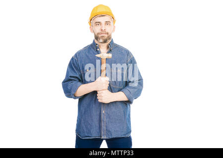 Zuversichtlich Meister mit Hammer Stockfoto