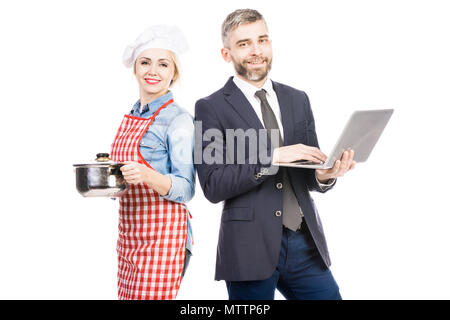 Erfolgreiche Kochen mit Geschäftsmann Stockfoto