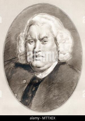 Samuel Johnson, 1709-1784, alias Dr. Johnson. Englischer Schriftsteller, Lyriker, Essayist, Moralist, Literaturkritiker, Biograph, Editor und Lexikograph. Abbildung von Gordon Ross, US-amerikanischer Künstler und Illustrator (1873-1946), von lebenden Biographien berühmter Männer. Stockfoto