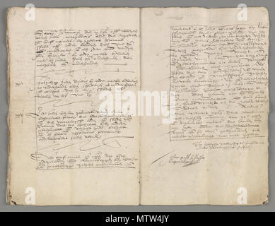 . Nederlands: Stukken betreffende de Unie van Utrecht. 1578-1581. 14 März 2014, 11:32:51. Nationaal Archief 447 NL-HaNA 1.01.19 2623 010 Unie van Utrecht Stockfoto