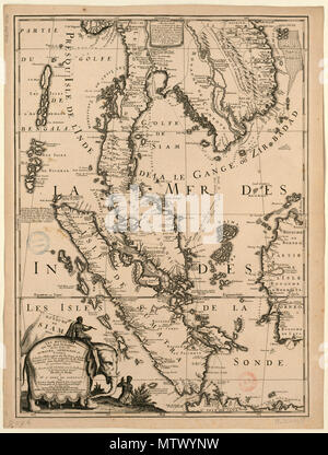 . Français: Carte retraçant Le Voyage Au Départ de Brest des Ambassadeurs du Roi de France Louis XIV envoyés Au royaume de Siam en 1685 et 1686. Carte détaillant Le Voyage à proximité du Royaume de Siam. 17. Mai 2017. Vincenzo Coronelli 529 Route de Brest Au royaume de Siam-c 1690-002 Stockfoto