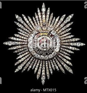 . Englisch: Um der Heiligen Katharina, Star Русский: Императорский Орден Святой Екатерины Deutsch: Pyhän Katariinan ritarikunta, rintamerkki. Original Upload Datum 4. Juli 2006. Original uploader wurde Meladina bei En.wikipedia 457 Reihenfolge der Hl. Katharina Stern Stockfoto