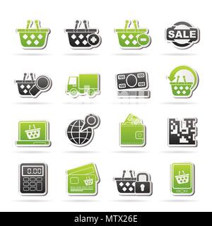 Shopping und Handel Symbole - Vektor Icon Set Stock Vektor