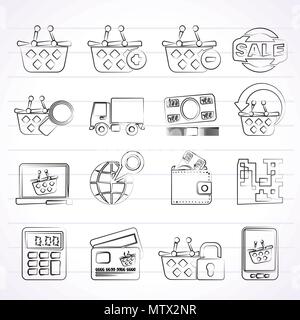Shopping und Handel Symbole - Vektor Icon Set Stock Vektor
