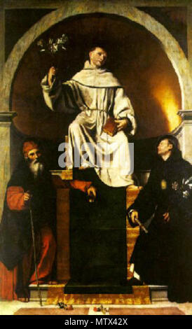 . Italiano: Moretto da Brescia, Sant'Antonio da Padova e Santi. Oper esposta nella Pinacoteca Tosio Martinengo eine Brescia. . Ca.1530. Siehe Dateiname oder Kategorie 424 Moretto, Sant'Antonio da Padova e Santi Stockfoto