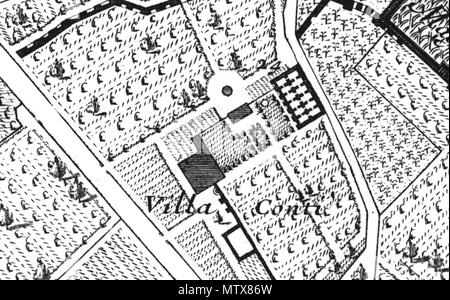 . Italiano: Cisterne delle Terme Eleniane presso La Villa Conti all'Esquilino (Nuova Topografia di Roma di G. Nolli, 1748). 12. Juli 2008. Giambattista Nolli 633 Villa Conti cisterne Stockfoto