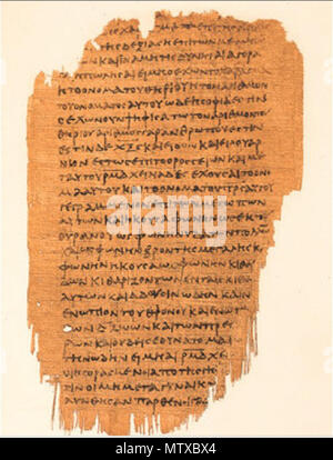 . Englisch: Seite des Codex mit Text der Offenbarung 13:16-14: 4. 3. Jahrhundert. Unbekannt 467 Papyrus 47 Offb 13,16-14,4 Stockfoto