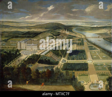 . Français: Vue cavalière du Château et du Parc de Saint-Cloud Vers 1675. Zwischen 1675 und 1677. Etienne Allegrain 467 Parc de Saint-Cloud - Allegrain 1675 Stockfoto