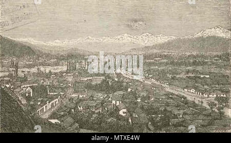 . Santiago de Chile, vista General desde el Cerro Santa Lucía. 1872. En Chile Ilustrado de Recaredo S. Tornero 542 Santiago de Chile 1872 Stockfoto