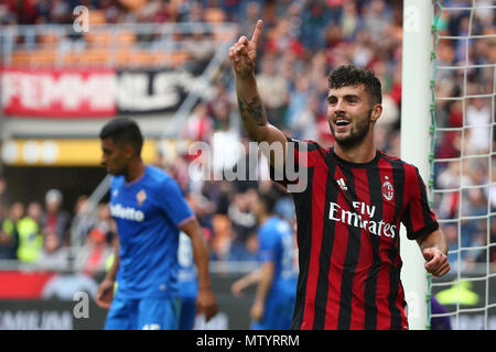 Turin, Italien. 29 Apr, 2018. Fußball, SAN SIRO, Mailand, 2017-2018 Meisterschaft 20-5 2018 Mailand - Florenz Bild: cutrone Credit: Unabhängige Fotoagentur/Alamy leben Nachrichten Stockfoto