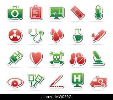 Medizinische Instrumente und medizinische Geräte Symbole - Vektor Icon Set Stock Vektor