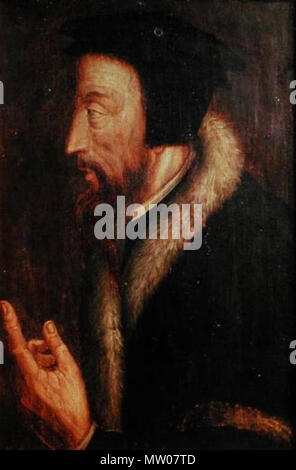 . Englisch: Anonym 16. Jahrhundert Portrait von Calvin. (Vordere Abdeckung Cottret, Bernard (2000), Calvin: eine Biographie, Grand Rapids, Michigan: Wm. B EERDMANS). 16. Jahrhundert abgeleitete Arbeit: Ling. Mutter (Talk). Portrait Johannes Calvin.jpg: Anonyme 495 Portrait Johannes Calvin rückwärts Stockfoto