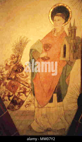 . English: St. Goar, Fresko mit stifterwappen in der Stiftskirche zu St. Goar, um 1450. ca. 1450. zeitgenössischer Maler 571 St. Goar Fresko 2 Stockfoto