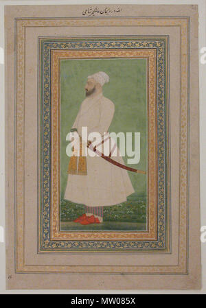 . Englisch: Portrait von Allahwerdi Khan Objekt Name: Album Leaf Datum: 17. Jahrhundert Geographie: Indien Kultur: Islamische Medium: Tinte, opak Aquarell, und Gold auf dem Papier Abmessungen: H.7 3/16 in. (18,3 cm) W. 3 5/8 in. (9,2 cm) Einstufung: Codices Kreditlinie: Nachlass von George D. Pratt, 1935 Beitritt Anzahl: 45.174.10 zu diesem Werk ist nicht auf der Anzeige. 17. Jahrhundert. Unbekannt 495 Portrait von Allahwerdi Khan Stockfoto