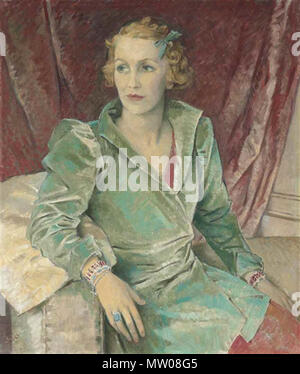 . Englisch: Glyn Philpot Porträt der Lady Benthall, ca. 1935 Öl auf Leinwand 35 3/4 x 30 1/4 in. (91 x 77 cm.) unterzeichnet. ca. 1935. Glyn Warren Philpot RA (5. Oktober 1884 - 16. Dezember 1937) 496 Portrait von Lady Benthall, ca. 1935 Stockfoto