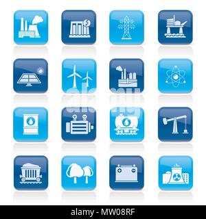 Energie produzierenden Industrie und Ressourcen Symbole - Vektor Icon Set Stock Vektor