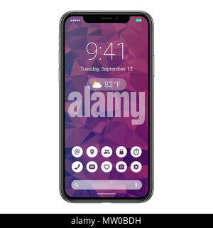 Vorderansicht rahmenlose smartphone Konzept mit Material design Flachbild UI-Oberfläche ähnlich wie Android S. Stockfoto