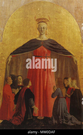 . Piero della Francesca, Madonna della Misericordia. Siehe Dateiname oder Kategorie 482 Piero della Francesca, Madonna della Misericordia Stockfoto