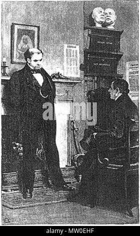 . Englisch: Große Erwartungen, Pip im Büro des Jagger, von Charles Green, c 1877. Français: Les Grandes Espérances, Pip dans le Bureau de Jaggers, Vers 1877. 16. August 2012. Charles Green, C. 1877 485 Pip im Büro des Jagger, von Charles Green (c 1877) Stockfoto