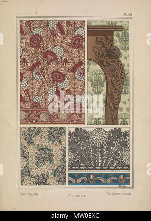 . Englisch: Planche 45 de' La Plante et ses Applications ornementales'. 1896. Juliette Milesi 485 Pissenlit par Juliette Milesi Stockfoto