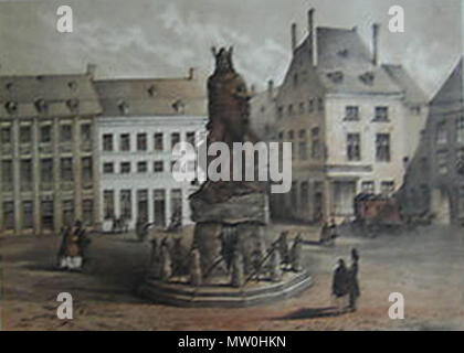 . Englisch: 'Statue von Ambiorix' (Tongeren, Belgien) (C. 1860) - litho von Joseph Hoolans (1814-1872). 13. November 2008. Georges Jansoone (JoJan) - Werke von Joseph Hoolans 283 Hoolans. Tongeren, 01. Stockfoto