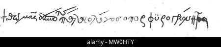 . Englisch: Unterschrift von Thomas Palaiologos, Despot von Morea. Die Signatur liest: + Θωμᾶς Δεσπότης Παλαιολόγος Πορφυρογέννητος ὁ, '+ Thomas den Despoten Palaiologos die violett-geboren". zwischen ca. 1430 und ca. 1460. Thomas Palaiologos, 558 Signatur von Thomas Palaiologos Stockfoto