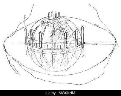 . Englisch: Skizze des Konzert Kugel für Mysterium von Alexander Nikolajewitsch Skrjabin English: Skizze des kugelförmigen Konzertsaals für Mysterium von Alexander Nikolajewitsch Skrjabin. 1914. Alexander Nikolajewitsch Skrjabin (1871 - 1915) 563 Skrjabin Mysterium Skizze Stockfoto