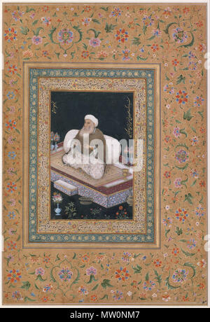 . "Portrait von Shaikh Hasan Chishti', Folio aus dem Shah Jahan Album Objekt Name: Album Leaf Datum: Recto und verso: Anfang des 19. Jahrhunderts Geographie: Indien Medium: Tinte, opak Aquarell, und Gold auf dem Papier Abmessungen: H.15 cm. (38. 4 cm) W. 10 1/4 in. (26 cm) Klassifizierung: Codices Kreditlinie: Kauf, Rogers Fund und der kevorkian Stiftung Geschenk, 1955 Beitritt Anzahl: 55.121.10.26 Dieses Kunstwerk wird nicht auf dem Display. Recto und verso: Anfang des 19. Jahrhunderts. Unbekannt 496 Portrait von Shaikh Hasan Chishti Stockfoto