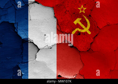 Flaggen von Frankreich und Sowjetunion Stockfoto
