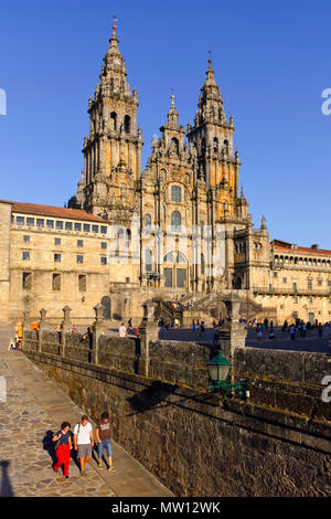 Catedral de Santiago de Compostela/Kathedrale von Santiago de Compostela, Praza do Obradoiro/Plaza del Obradoiro, Santiago de Compostela, Spanien Stockfoto