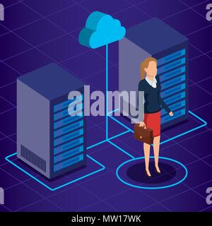 Data Center Technologie und Business person Isometrische Stock Vektor