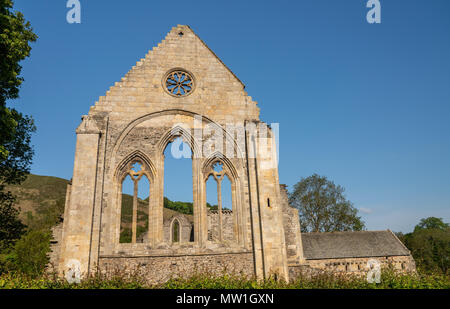 Ruiniert, Wand und Fenster von Valle Crucis Abbey in der Nähe von Llangollen Stockfoto