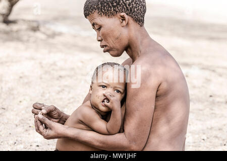 San, lebendiges Museum, Omandumba, Damaraland, Namibia, Afrika Stockfoto
