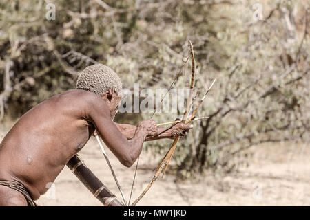 San, lebendiges Museum, Omandumba, Damaraland, Namibia, Afrika Stockfoto