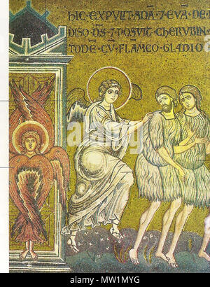 . English: Sorg aus dem Paradies, Mosaik in der Kathedrale von Monreale, Palermo, Italien. 12./13. Jh.. (Anonymus) 629 Sorg aus dem Paradies-Cattedrale di Monreale Stockfoto