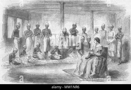 . Deutsch: "Der David Sassoon Industrie- und Besserungsanstalt Institution an der Bombay, "Illustrated London News, 1859 Quelle: ebay, Juni 2009. 1859. Illustrated London News 594 Der David Sassoon Industrie- und Besserungsanstalt Institution an der Bombay Stockfoto