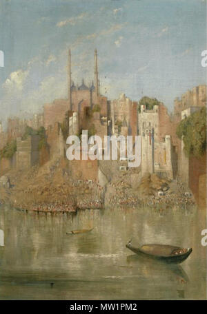 . Deutsch: Das Mahomeden Tempel am Bissasir Ghat, Benares 'George Landseer, C. 1861. 1861. George Landseer 597 Die Mahomeden Tempel am Bissasir Ghat Stockfoto