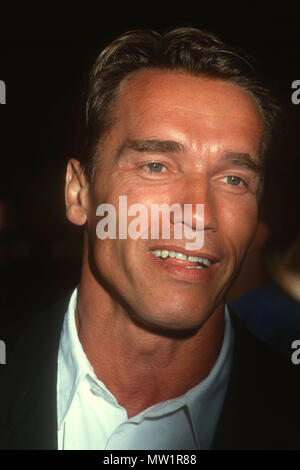 LOS ANGELES, Ca - 1. JULI: Schauspieler Arnold Schwarzenegger Besucht die 'Terminator 2: Judgment Day" Los Angeles Premiere am 1. Juli 1991 im Cineplex Odeon Kinos in Los Angeles, Kalifornien. Foto von Barry King/Alamy Stock Foto Stockfoto