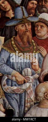 . Despot Thomas, detail Pintoriccio Fresko von Pius II. in Ancona, Italien C. 1471 Piccolomini Bibliothek der Dom von Siena. 2. April 2009. Unbekannt 605 Thomas Palaiologos Stockfoto