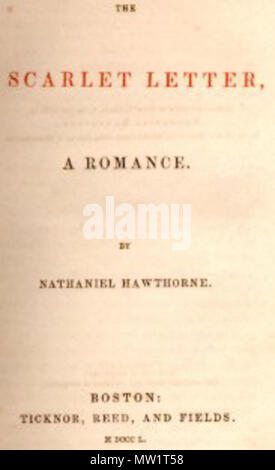 . Englisch: Dies ist der Titel für die erste Ausgabe des Scarlet Letter, im Jahre 1850 veröffentlicht. Es ist in der Public Domain. 1850. Diese Datei fehlt, Informationen zum Autor. 608 Titelseite für die Scarlet Letter Stockfoto