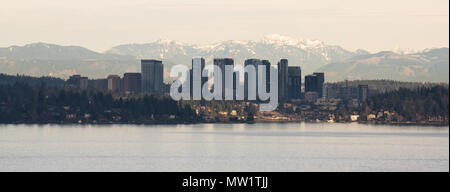 Eine lange Panorama-Aufnahme des urbanen Dschungel, das Bellevue Washington Stockfoto