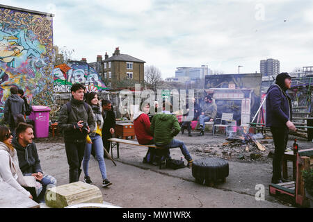 Das Nomadische gemeinschaft Garten aus Brick Lane in Shoreditch, East London, England, UK. Stockfoto