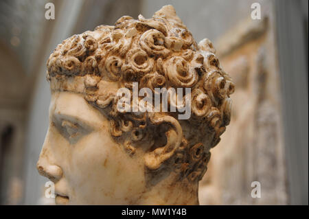 Marmor Kopf eines Athleten, Profil ansehen, römische Kopie nach einem griechischen Bronze (Ca. 138-192 CE), an der Met in New York, NY, USA