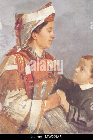 . Englisch: Frau In der albanischen Kostüm von Andrea Cefaly. Vor 1828. Andrea Cefaly 645 Frau in der albanischen Kostüm von Andrea Cefaly Stockfoto